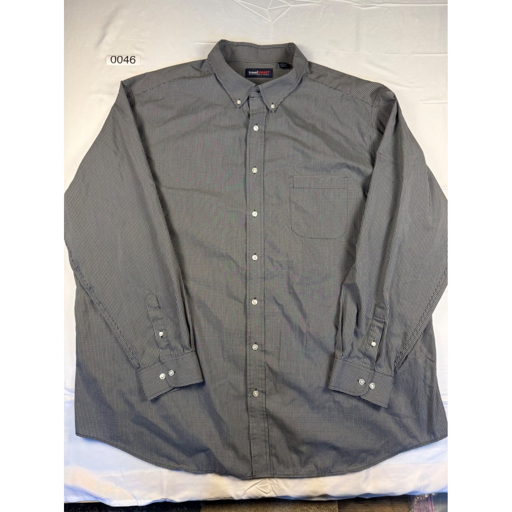 Roundtree & Yorke TravelSmart Mens 4XT Black White Micro Check Button Down Shirt